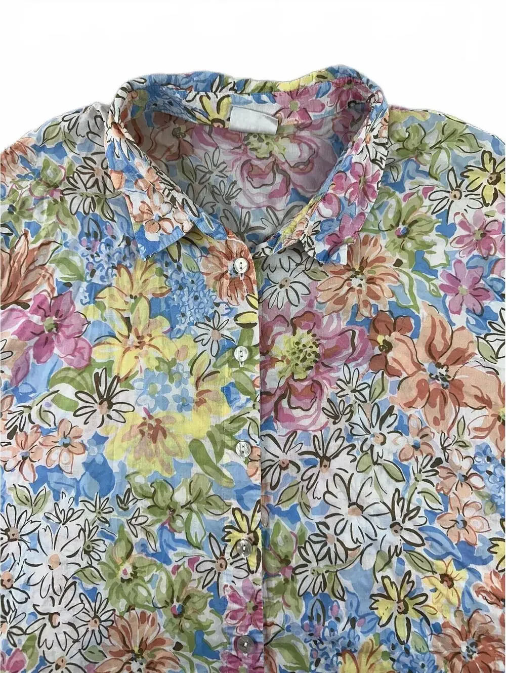 Koret Francisca Vintage Floral Button Front Blouse with Relaxed Oversized Fit